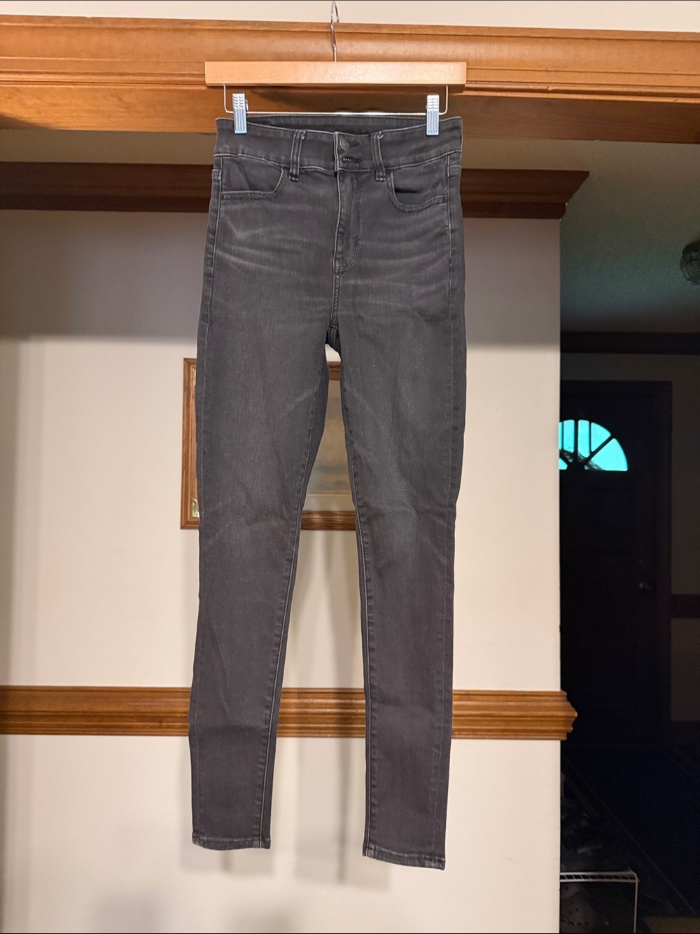 American Eagle Outfitters Charcoal Gray High-Rise Skinny Jeans
